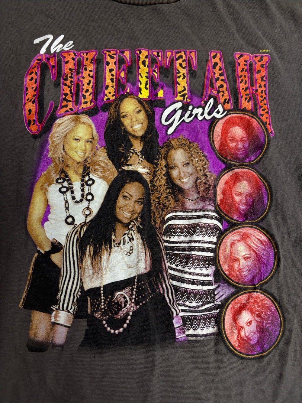 Delta Black Cheetah Girls Graphic Tee with Pink, Orange, Yellow, Purple Accents